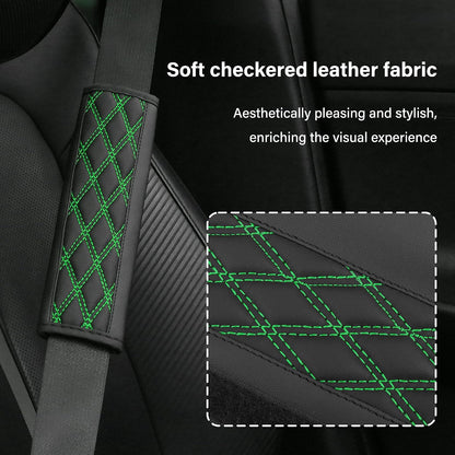 2PCS Car Seat Belt Cover Pads,Leather Seatbelt Covers Protect Shoulder and Neck Car Accessories Interior,Universal Car Seat Strap Pads Car Decorations for Most Cars Trucks (Black/Red)