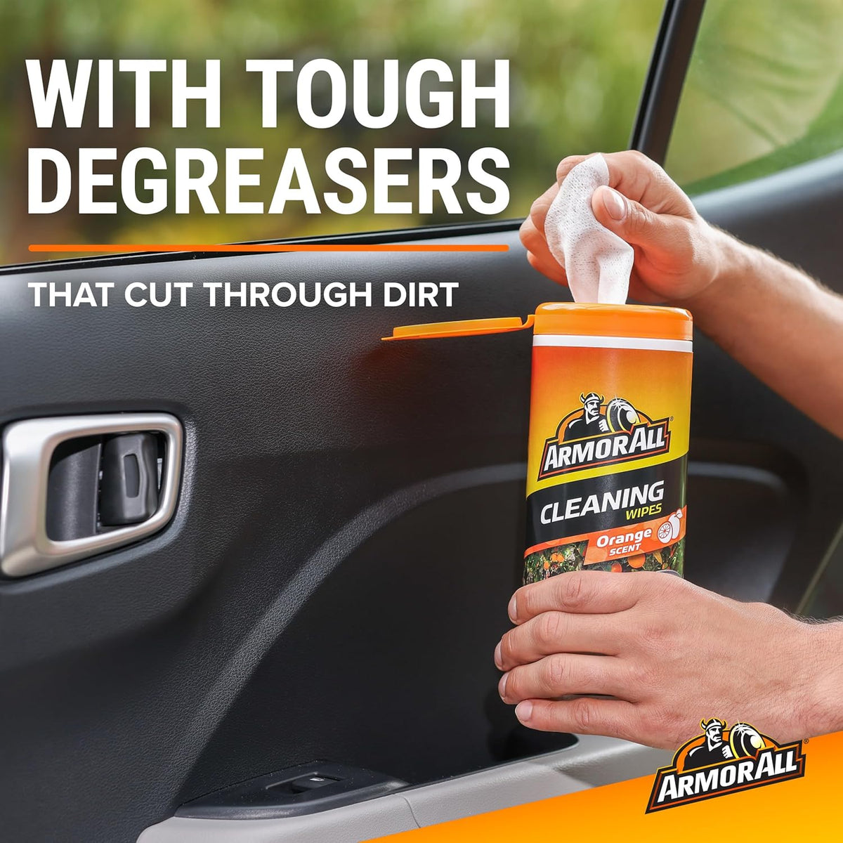 Armor All Car Interior Cleaner Wipes , Car Cleaning Wipes with Orange Cleans Dirt and Dust in Cars, Trucks and Motorcycles, 25 Count