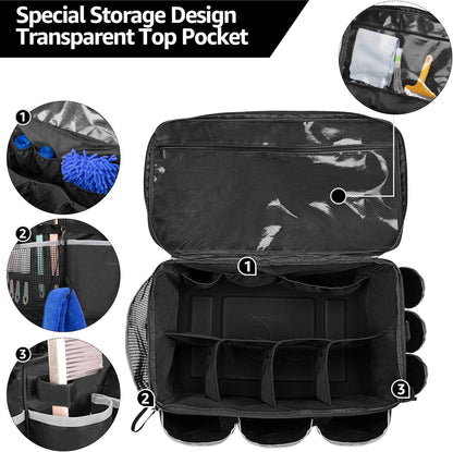 HODRANT Extra-Large Cleaning Caddy with EVA Hard Bottom, High Capacity Cleaning Supplies Organizer for Housekeeping & Home Work, Cleaner Tools Tote Bag with Shoulder Strap, Patent Design
