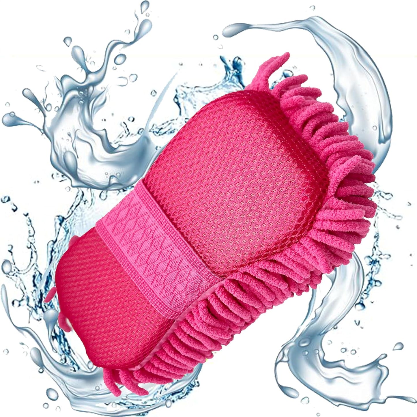 Microfiber Car Wash Sponge-Non-Scratch Wash Mitt-Two Sided Chenille Microfiber Washing Sponge-Mitt for Cars, Trucks, SUVs, Boats(2 Pack Green)