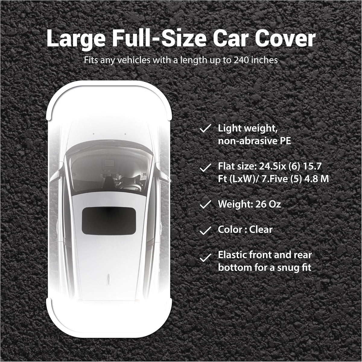 West Lake Universal Clear Disposable Car Cover for SUV, Sedan, Sport Cars, Antique Cars up to 22' x 12'