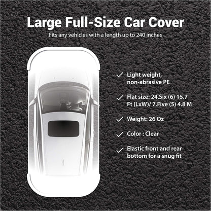 West Lake Universal Clear Disposable Car Cover for SUV, Sedan, Sport Cars, Antique Cars up to 22' x 12'