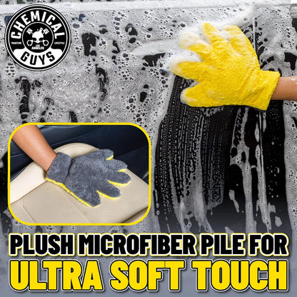 Chemical Guys MIC510 The Stranger Helpful Handy Car Wash Mitt - Yellow, Microfiber Towels for Detailing, Holds Tons of Soapy Suds, Flexible - Perfect for Car Cleaning