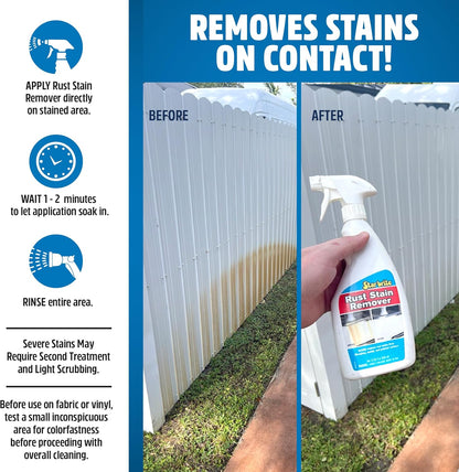 STAR BRITE Rust Stain Remover Spray - Instantly Dissolve Corrosion Stains on Fiberglass, Vinyl, Fabric, Metal & Painted Surfaces - Also Removes Sprinkler Stains - 22 Ounces (089222SS)