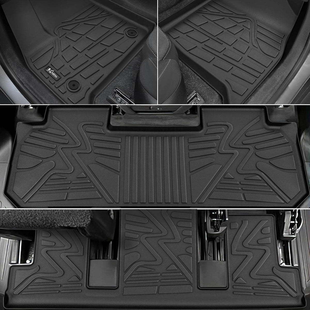 KARPAL Floor Mats for 2007-2013 Chevy Silverado & GMC Sierra 1500 Crew Cab / 2007-2014 2500/3500 HD(Footwell Coverage), All-Weather TPE Custom Fit Floor Liners Car Accessories