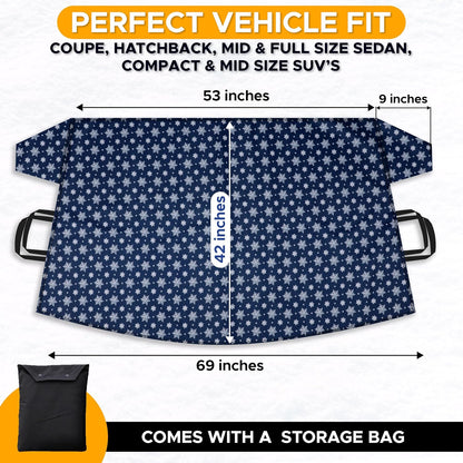 EcoNour Windshield Cover for Ice and Snow - Universal Fit for Car, SUV, Truck, Heavy Duty 600D Oxford Fabric Frost Protector for Ice & Sleet, Includes Anti-Theft Straps, Medium (69"x42")