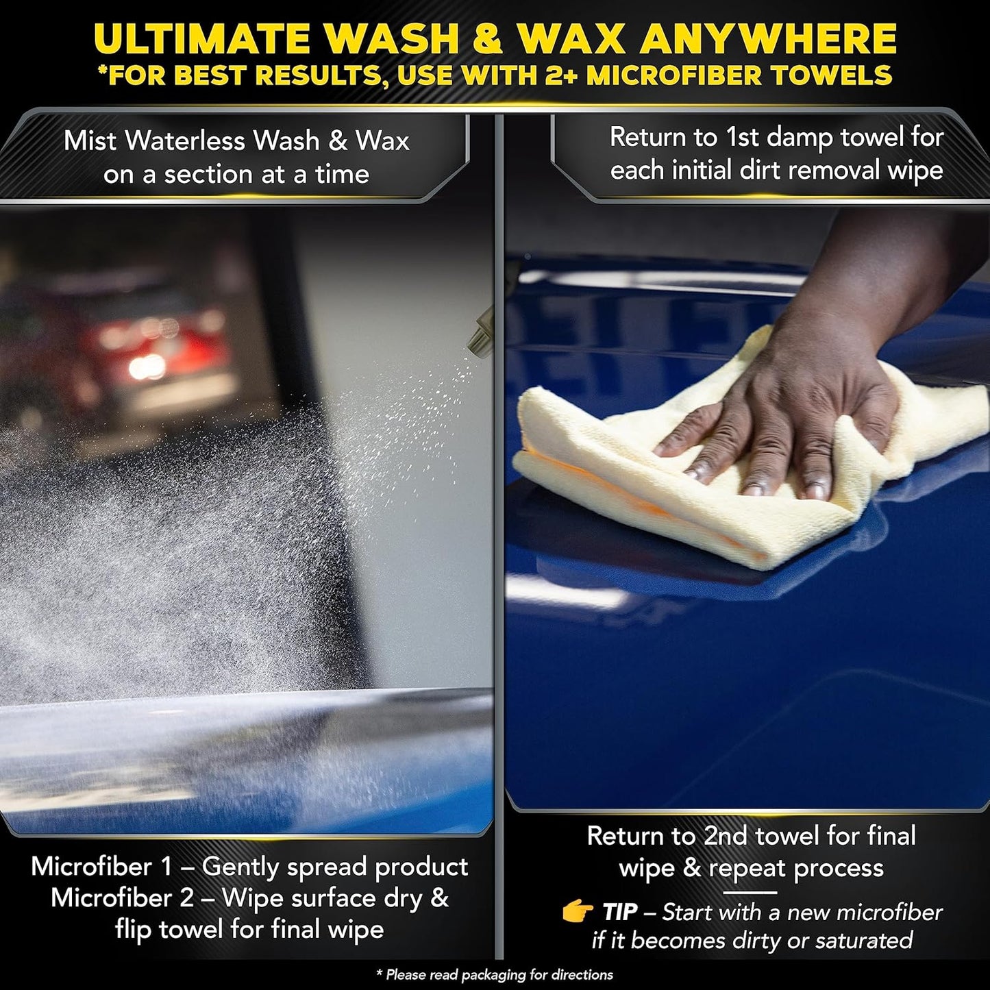Meguiar's Ultimate Waterless Wash & Wax, Scratch-Free Waterless Car Cleaning Spray That Makes Detailing Quick and Easy, 2-in-1 Cleaner and Protection to Help Your Ride Shine, 26 Oz