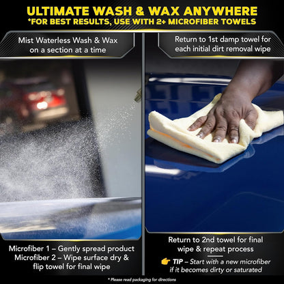 Meguiar's Ultimate Waterless Wash & Wax, Scratch-Free Waterless Car Cleaning Spray That Makes Detailing Quick and Easy, 2-in-1 Cleaner and Protection to Help Your Ride Shine, 26 Oz