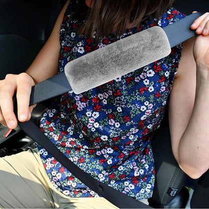 Amooca Soft Faux Fur Universal Fit Seatbelt Cover Car Truck SUV Airplane Seat Belt Shoulder Pad for Carmera Backpack Straps Neck Cushion Protector 2 Pack 10.5in Dark Gray