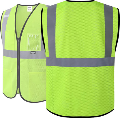 JKSafety Safety Vest for men women Hi Vis Vest with Pockets and Zipper High Visibility Meet ANSI Standard（BX310