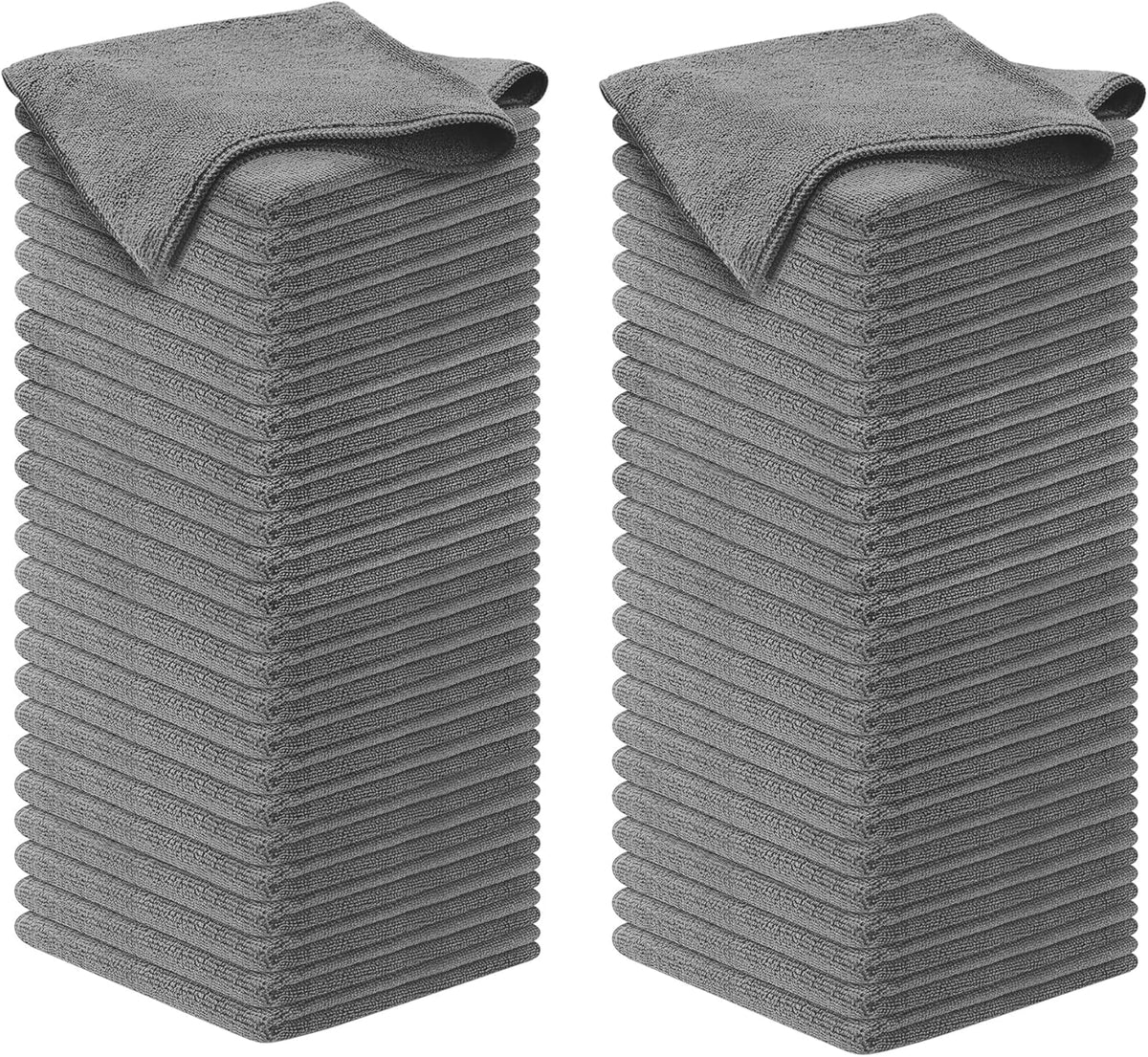 USANOOKS Microfiber Cleaning Cloth Grey - 12 Pcs (12.5"x12.5") - High Performance - 1200 Washes, Ultra Absorbent Microfiber Towel Weave Grime & Liquid for Streak-Free Mirror Shine - Car Washing Cloth