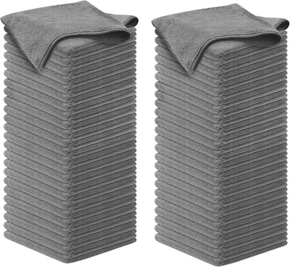 USANOOKS Microfiber Cleaning Cloth Grey - 12 Pcs (12.5"x12.5") - High Performance - 1200 Washes, Ultra Absorbent Microfiber Towel Weave Grime & Liquid for Streak-Free Mirror Shine - Car Washing Cloth