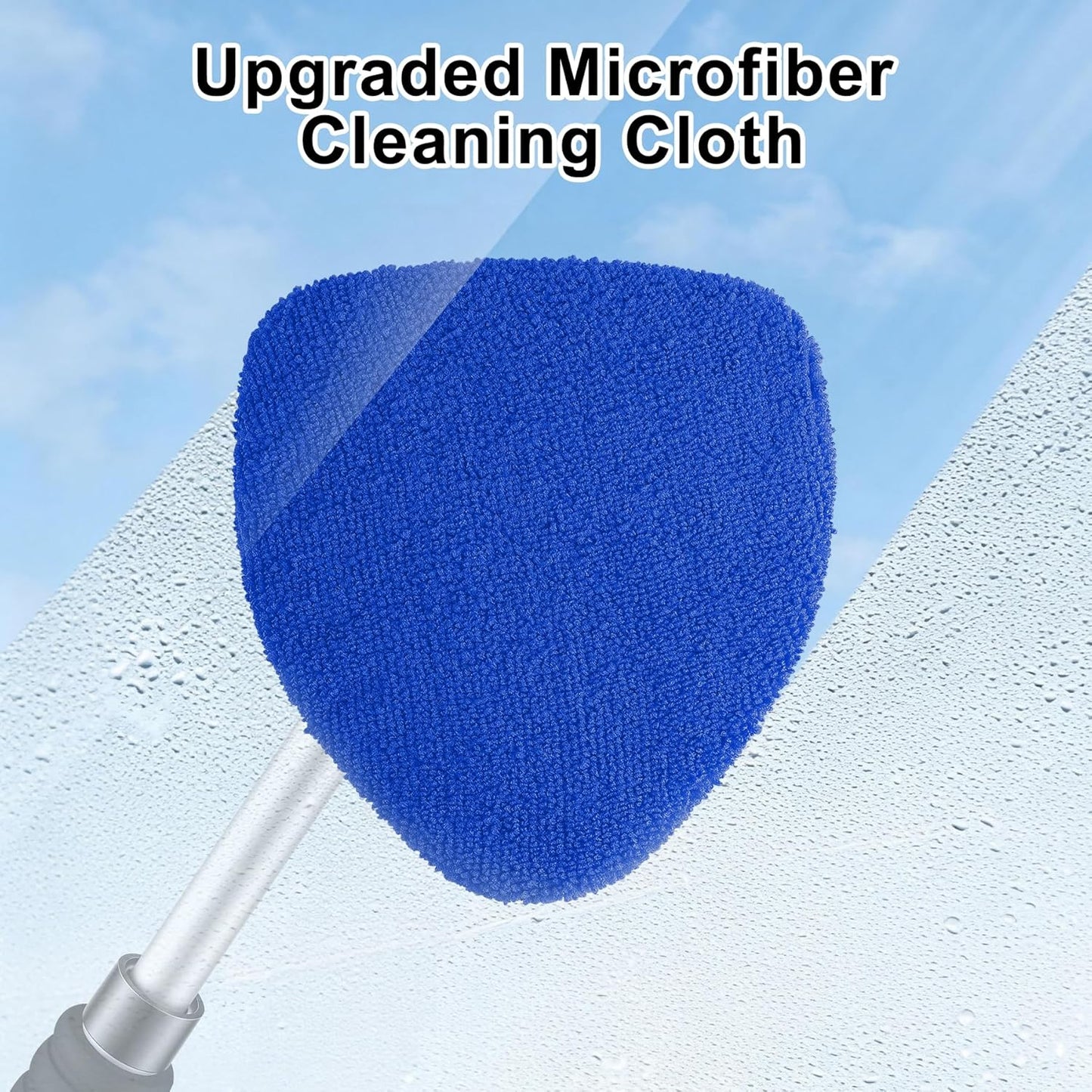 JUSTTOP Windshield Cleaner Tool, Car Interior and Exterior Window Cleaning Kit with Extendable Handle & 4 Reusable Microfiber Pads, Auto Glass Wiper Brush Kit for Car & Home Windows (Green)