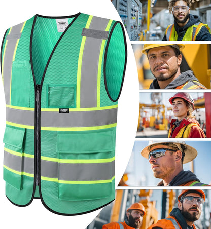 JKSafety Safety Vest for men women Hi Vis Reflective Vest with Pockets and Zipper High Visibility Meet ANSI Standard（BX320