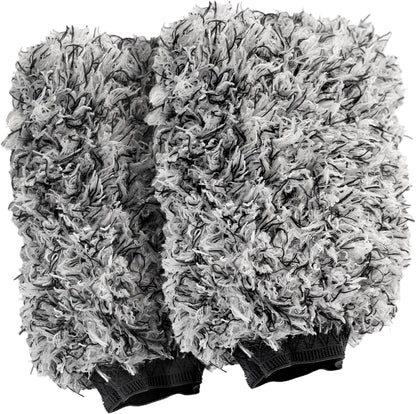 VIKING Car Wash Mitt, Premium Microfiber for Car Cleaning, Black and White, 10 inch x 8 inch, 2 Pack
