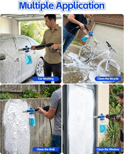 Foam Cannon for Pressure Washer with 1/4" Quick Connector, Wide Mouth Foam Cannon, Adjustable Soap Cannon for Car Wash, Additional 1.1mm Orifice Nozzle (Grey)