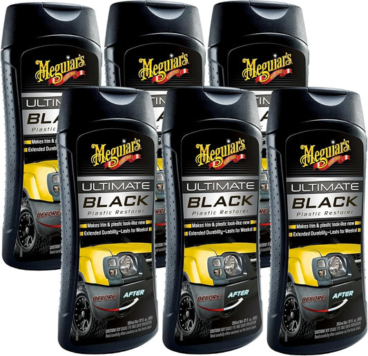 Meguiar's Ultimate Black Plastic Restorer - Give Yourself the Gift of Shine This Holiday Season and Enhance Faded Trim with Long-Lasting UV Protection - 12 Oz
