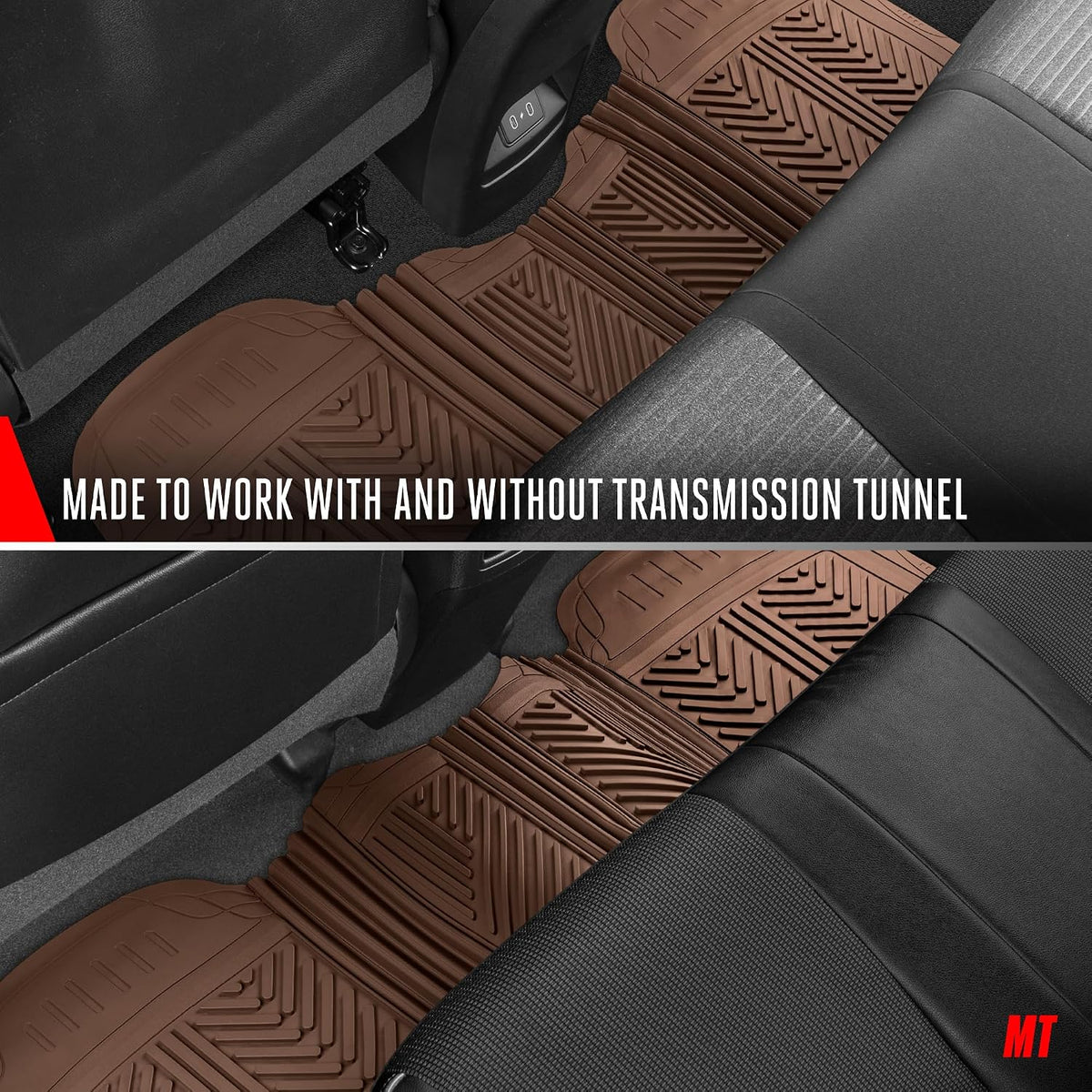Motor Trend FlexTough Performance All Weather Rubber Car Floor Mats - 3 Piece Floor Mats Automotive Liners for Cars Truck SUV, Heavy-Duty Waterproof (Black)