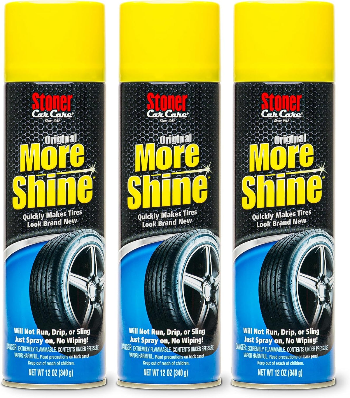 Stoner Car Care 91044-2PK Original More Shine Tire Shine Spray – Tire Dressing Restores Deep Matte Black Finish with Long-Lasting Rain-Resistant Protection, Dry-to-Touch – 12 oz (Pack of 2)