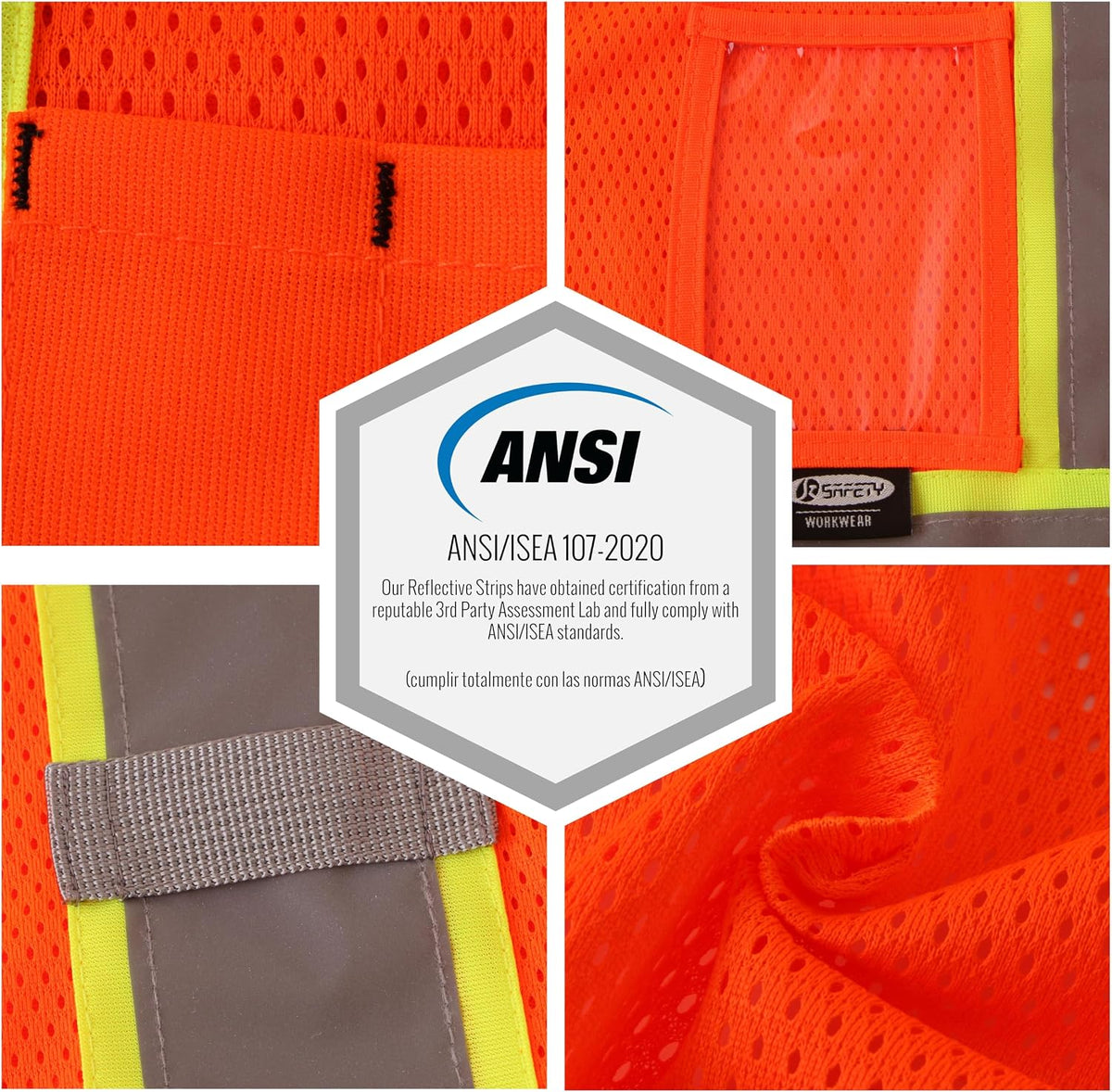 JKSafety Safety Vest for men women Hi Vis Vest with Pockets and Zipper High Visibility Meet ANSI Standard（BX310