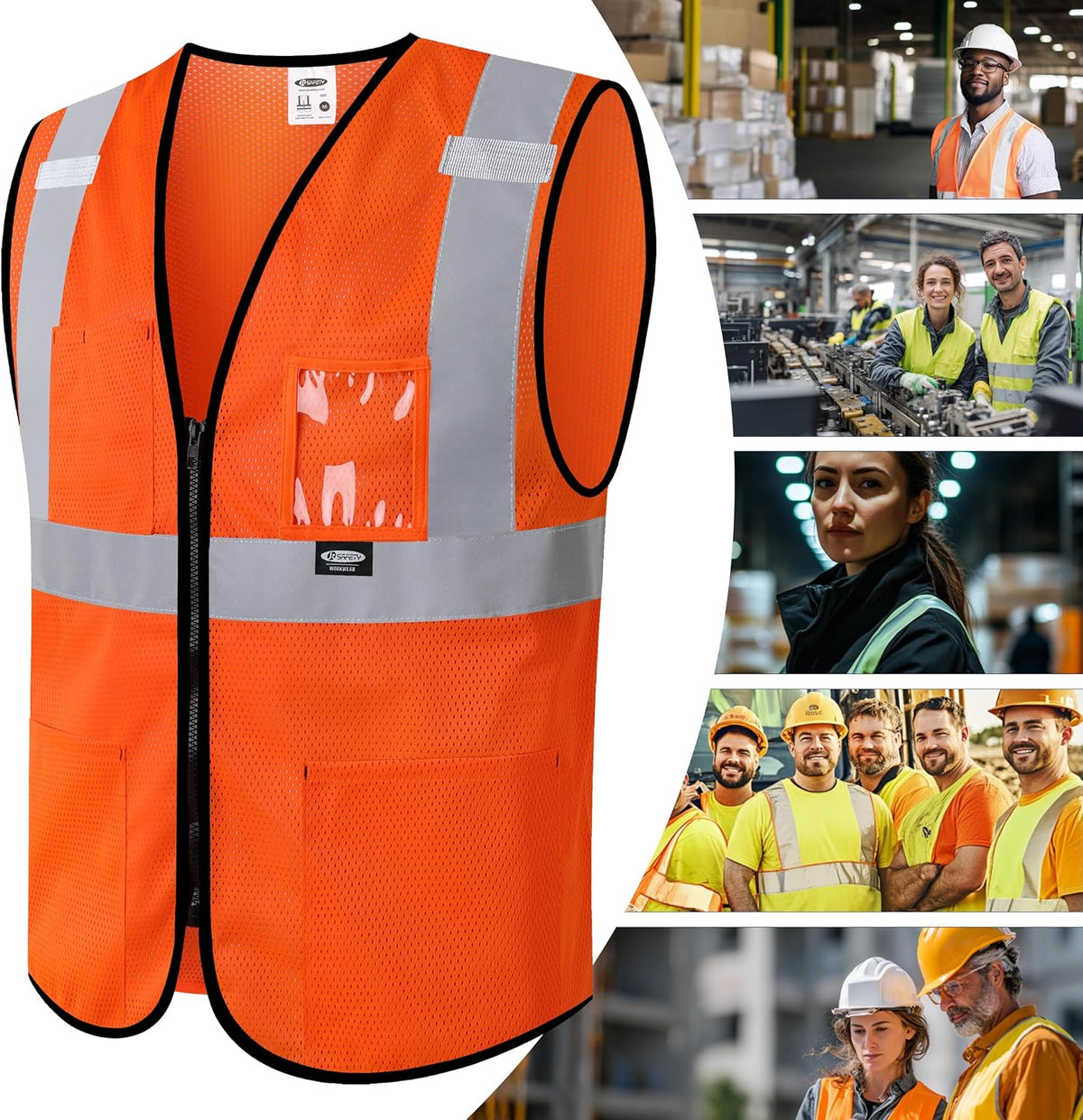 JKSafety Safety Vest for men women Hi Vis Vest with Pockets and Zipper High Visibility Meet ANSI Standard（BX310