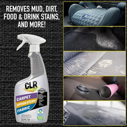 CLR Brands Automotive Carpet, Upholstery & Fabric Cleaner, 22 oz. Spray Bottle, Fast-Acting Stain Remover, Cleans Mud, Coffee, Ink, Blood and More, Automotive Carpet and Upholstery Cleaner