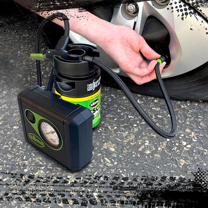 Slime 50107 Flat Tire Puncture Repair, Smart Spair, Emergency Kit For Car Tires, Includes Sealant And Tire Inflator Pump, Suitable For Cars And Other Highway Vehicles, 15 Min Fix