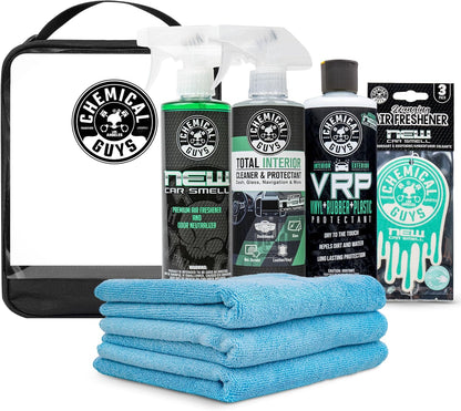 Chemical Guys Keep Your Car New Kit, Ideal for Cleaning and Detailing. Includes New Car Scented VRP, Total Interior, Air Freshener, and 3 Detailing Towels - 6 Piece Kit