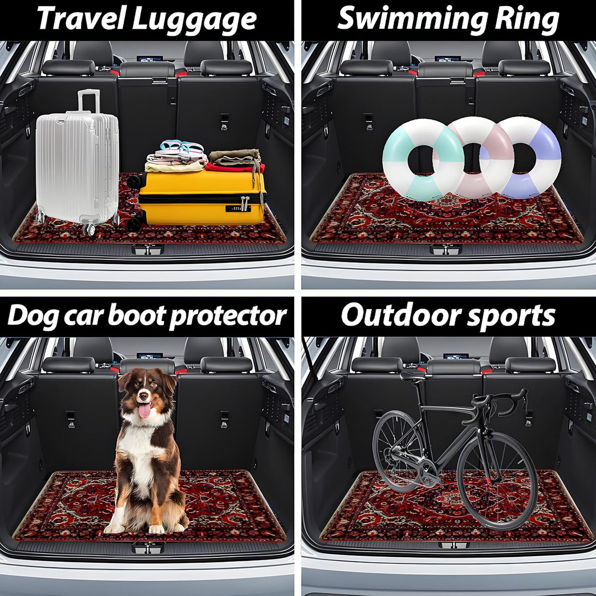 Universal Car Trunk Mat 29" x 39",Purple Colorful Flowers All Weather Trunk Protection Cargo Liner, Durable Cargo Mat Rear Trunk Liner,Stylish Vehicle Interior Accessories Suitable for Most Car Models