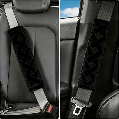 Amooca Soft Auto Seat Belt Cover Seatbelt Shoulder Pad 2 PCS for a More Comfortable Driving Compatible with All Cars and Backpack Black