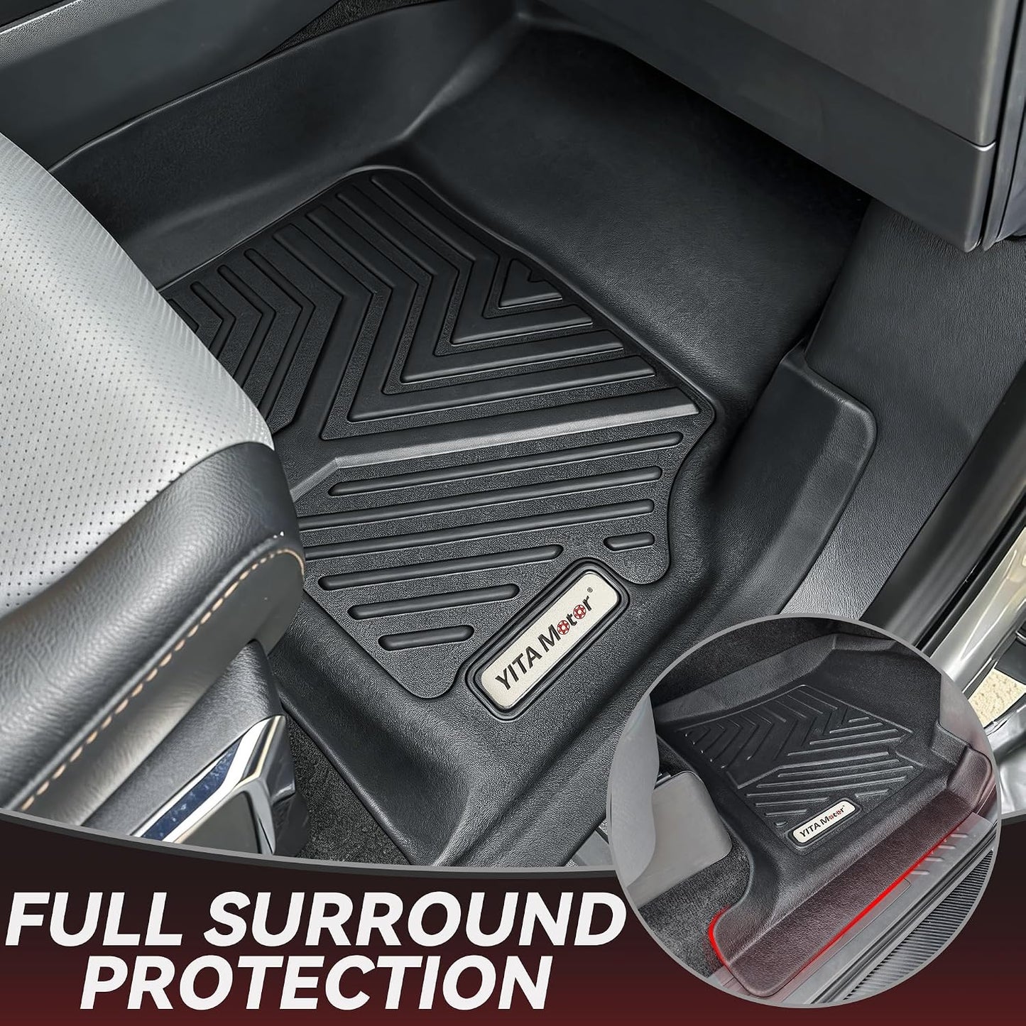 YITAMOTOR Floor Mats Fit for Ford F250/F350/F450/F550 2017-2026 Super Duty Crew Cab | Front Bucket Seat | Rear W/Fold-Flat Storage | Carpet Floor, 1st & 2nd Row TPE All Weather Protection