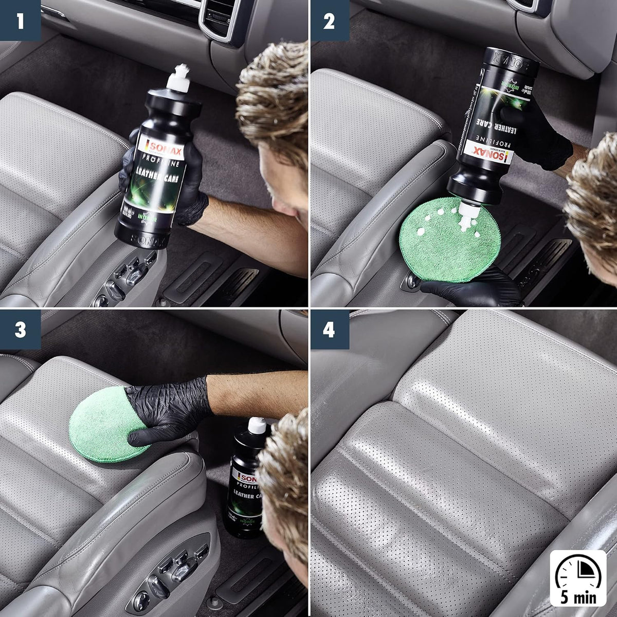 SONAX Profiline Leather Care | Nourishing Leather Conditioner with UV Protection | Prevents Cracking & Drying | Hydrophobic Surface Repels Dirt, Dust, & Water | 282300 | 1L