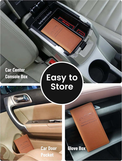 Yarnic Car Registration and Insurance Holder, Pu Leather Car Registration and Insurance Card Holder Car Document Holder for Cards, Essential Document, Driver License (Pink)