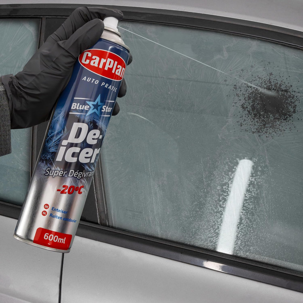 CarPlan Blue Star De-Icer Spray, 21 fl oz - Fast-Acting Aerosol Defroster for Car Windshield and Windows, Works in Extreme Cold -20C