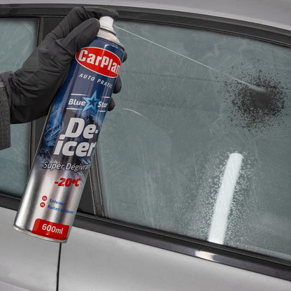 CarPlan Blue Star De-Icer Spray, 21 fl oz - Fast-Acting Aerosol Defroster for Car Windshield and Windows, Works in Extreme Cold -20C