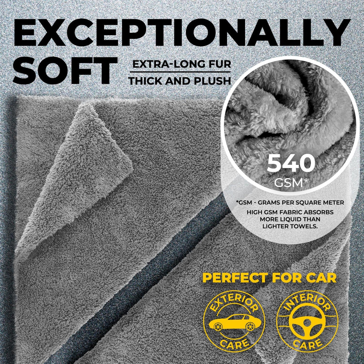 Super Soft Microfiber Towels for Cars - Edgeless - 6pk (12”x12”) - Premium Scratch-Free Towel - Great for Drying, Detailing, Polishing, Buffing - Ultra Absorbent Microfiber Cleaning Cloths for Car