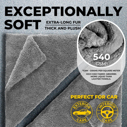 Super Soft Microfiber Towels for Cars - Edgeless - 6pk (12”x12”) - Premium Scratch-Free Towel - Great for Drying, Detailing, Polishing, Buffing - Ultra Absorbent Microfiber Cleaning Cloths for Car