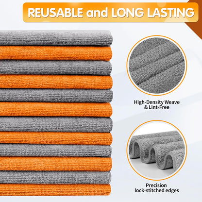 FIXSMITH Microfiber Cleaning Cloth - Pack of 50, Microfiber Towels for Cars 16 x 12 in, Highly Absorbent Cleaning Rags, Lint-Free, Streak-Free Cleaning Cloths for Car Kitchen Home Office