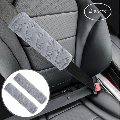 Amooca 2-Pack Soft Seat Belt Covers Universal Car Shoulder Pad Cushions with Braid Pattern for Comfortable Driving & Bag Strap Protection Red