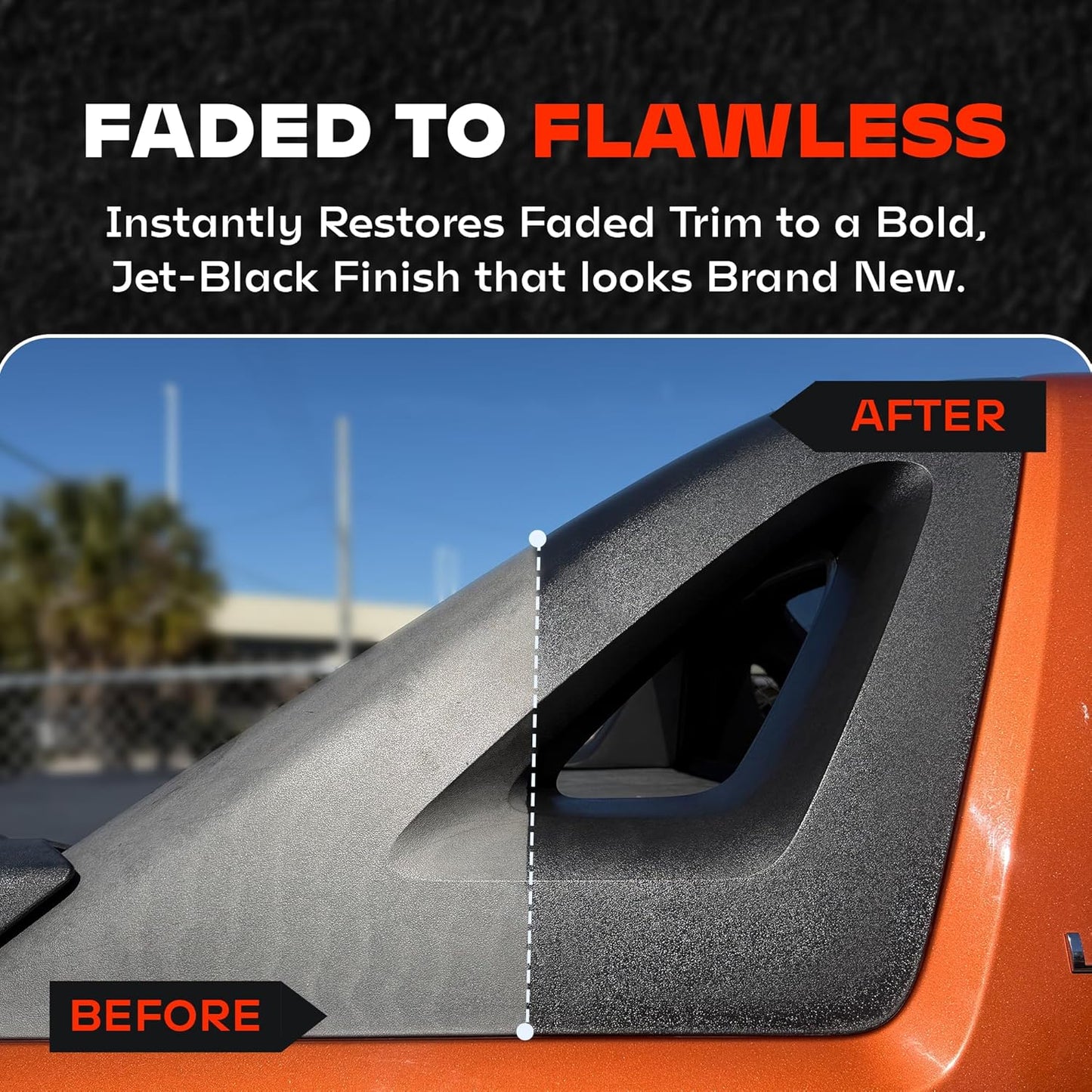 BLAZON Black Trim Restorer – Dye-Infused Plastic Restorer for Faded Exterior Trim, Deep Black Finish, Scratch Correction, Long-Lasting Durability & UV Protection - 8 oz