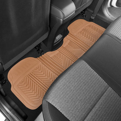 Motor Trend FlexTough Performance All Weather Rubber Car Floor Mats - 3 Piece Floor Mats Automotive Liners for Cars Truck SUV, Heavy-Duty Waterproof (Black)