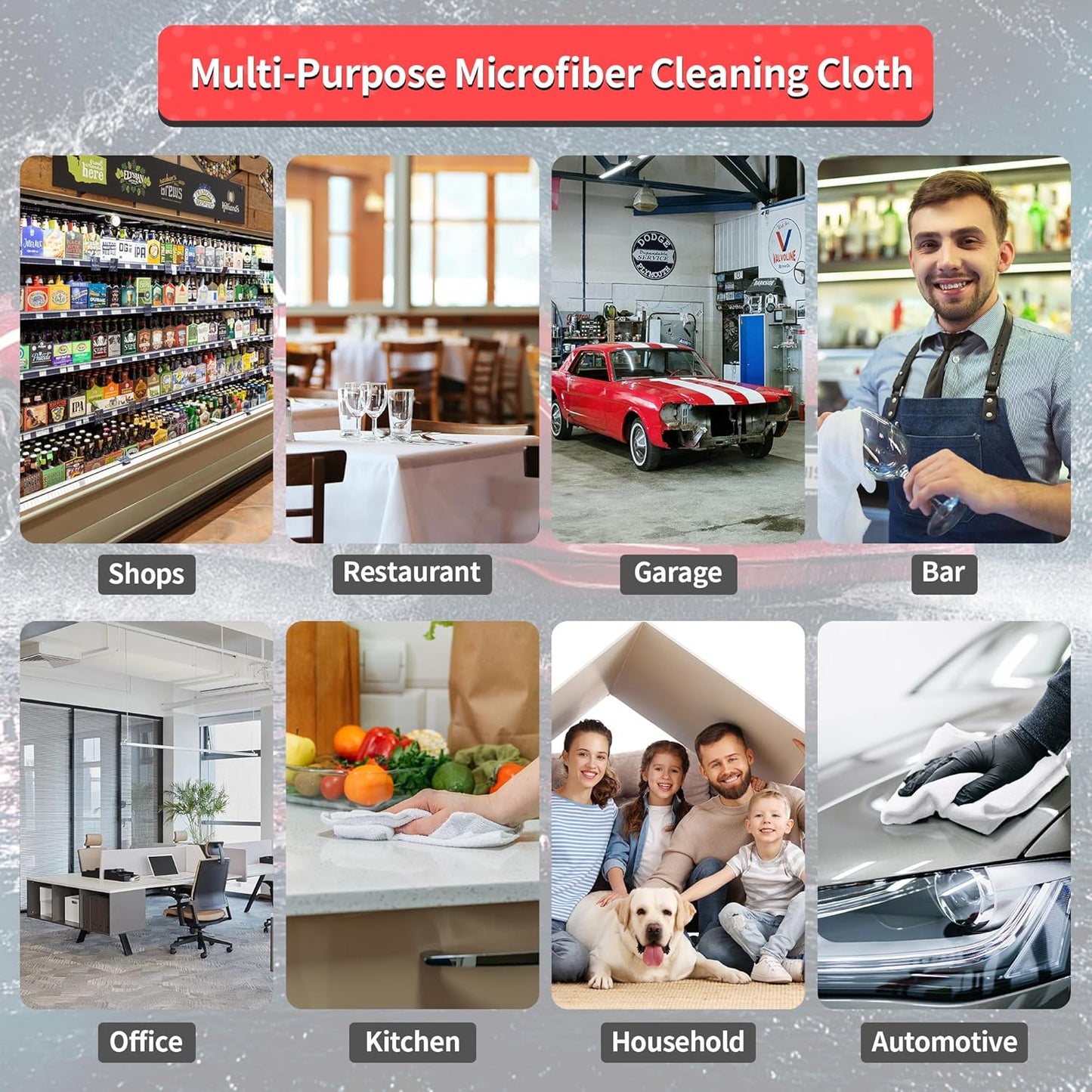 Microfiber Cleaning Cloth, 100 Pack Cleaning Rags Microfiber Towel Bulk Absorbent Lint-Free Wash Cloths, All-Purpose Shop Towels for Cars, Automotive, Garage, Home & Kitchen 11.5"*11.5"