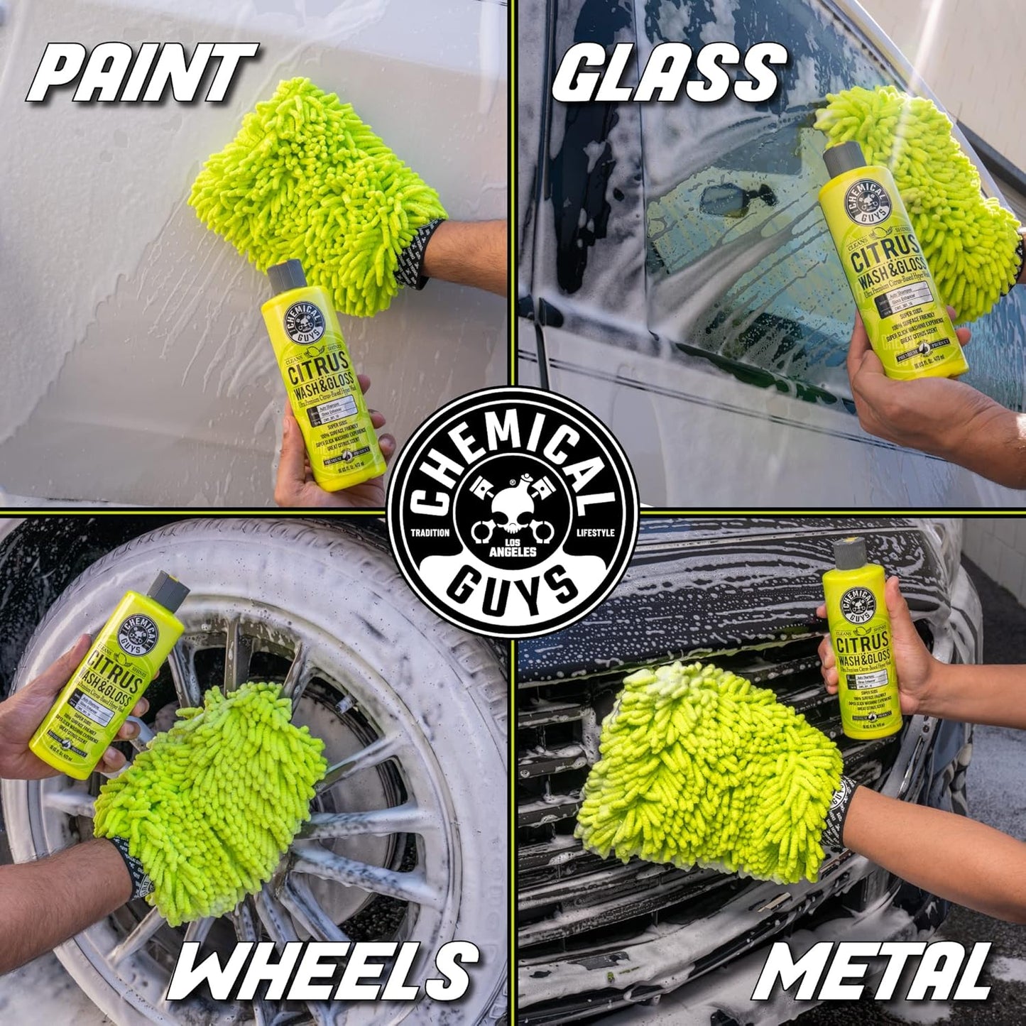 Chemical Guys Citrus Wash & Gloss Foaming Car Wash Soap - High Suds Formula Foam Cannon Soap for Foam Blasters, or Bucket Washes - Safe on Paint, Clear Coat, and Wax, Citrus Scent - 16 oz