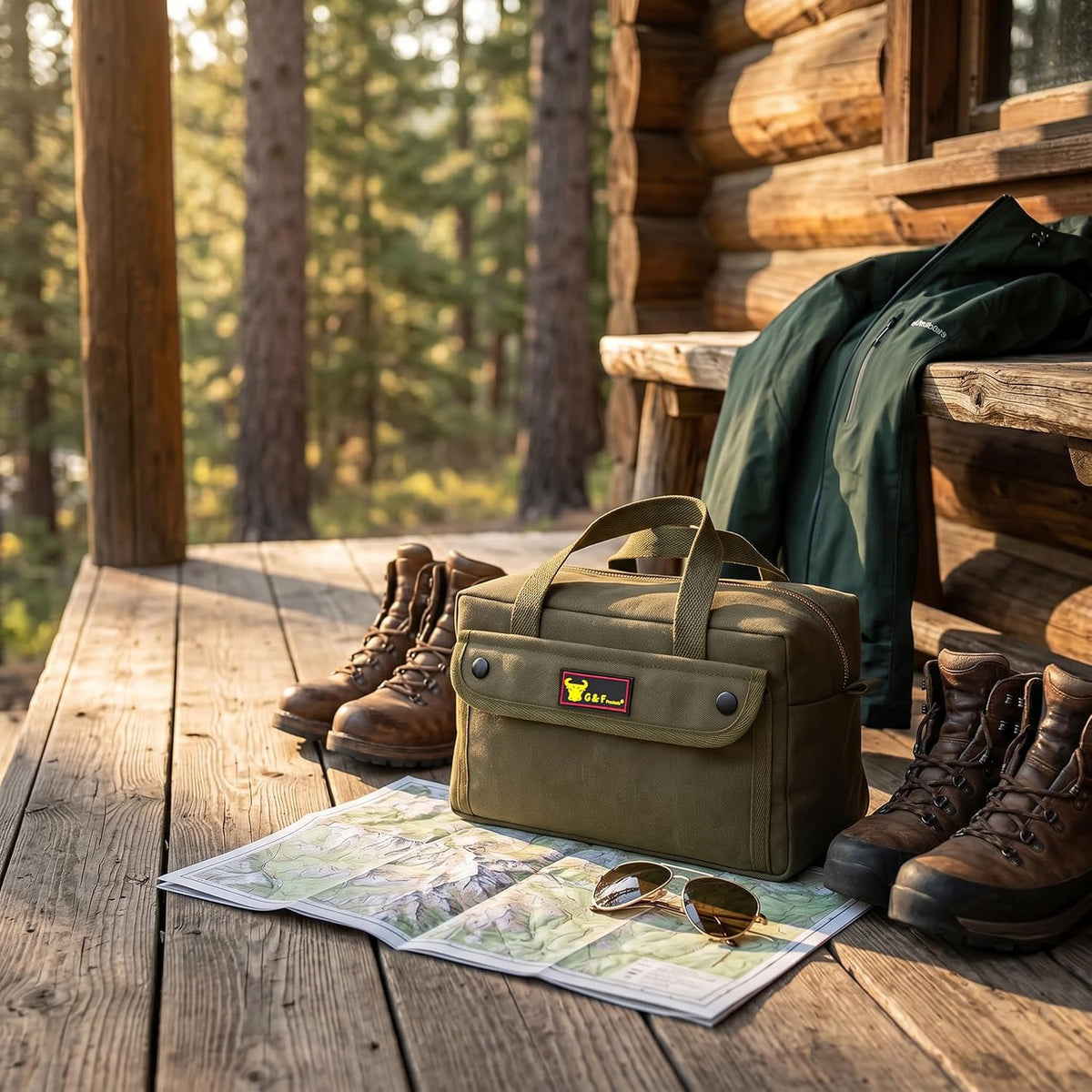 Waxed Canvas All Purpose Military Style Duffle Bag, Water-Resistant, Adjustable Strap, Fully Lined, Double Zipper Closure, heavy Duty, Olive Green