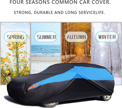 MORNYRAY Waterproof Car Cover All Weather Snowproof UV Protection Windproof Outdoor Full car Cover, Universal Fit for Sedan (Fit Sedan Length 194-206 inch, Blue)