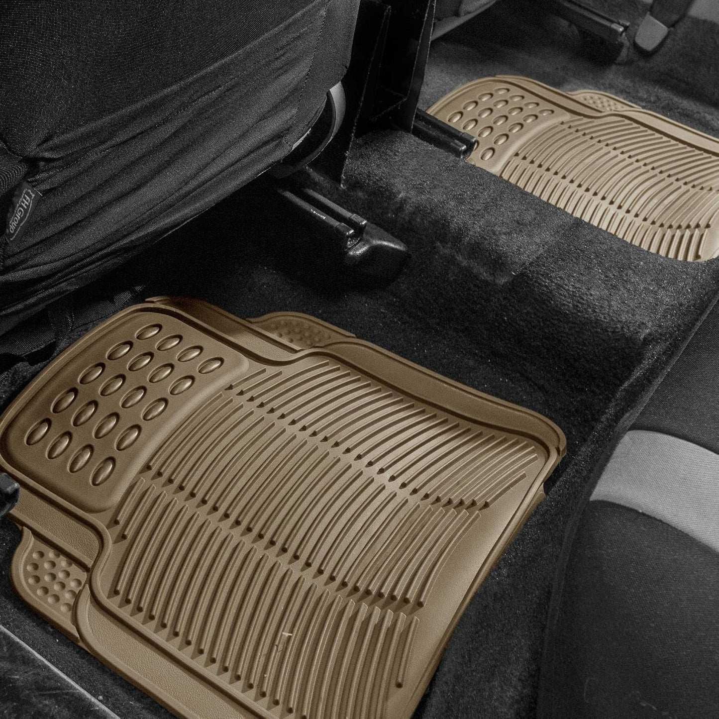 FH Group Automotive Floor Mats Solid ClimaProof for all weather protection Universal Fit Trimmable Heavy Duty fits most Cars, SUVs, and Trucks, 3pc Full Set Black