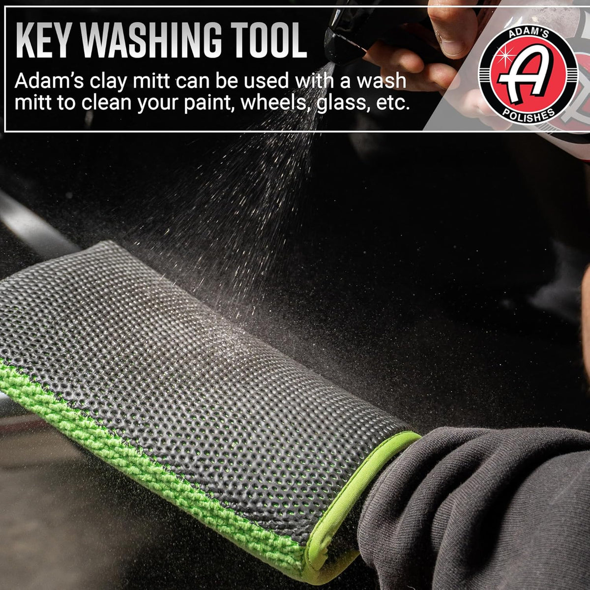 Adam's Clay Mitt Combo - Detail Spray Clay Lubricant for Medium Grade Clay for Car Detailing - Glove Quickly Removes Debris from Your Paint, Glass, Wheels, & More