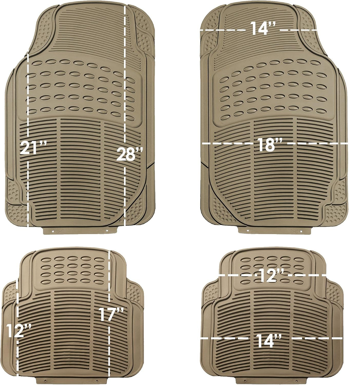 FH Group Automotive Floor Mats Solid ClimaProof for all weather protection Universal Fit Trimmable Heavy Duty fits most Cars, SUVs, and Trucks, 3pc Full Set Black
