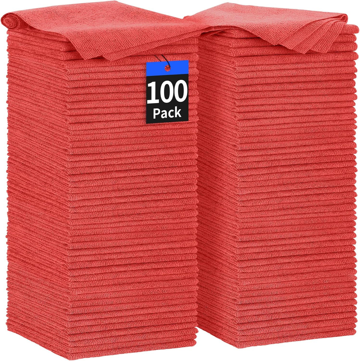 Microfiber Cleaning Cloth, 100 Pack Cleaning Rags Microfiber Towel Bulk Absorbent Lint-Free Wash Cloths, All-Purpose Shop Towels for Cars, Automotive, Garage, Home & Kitchen 11.5"*11.5"