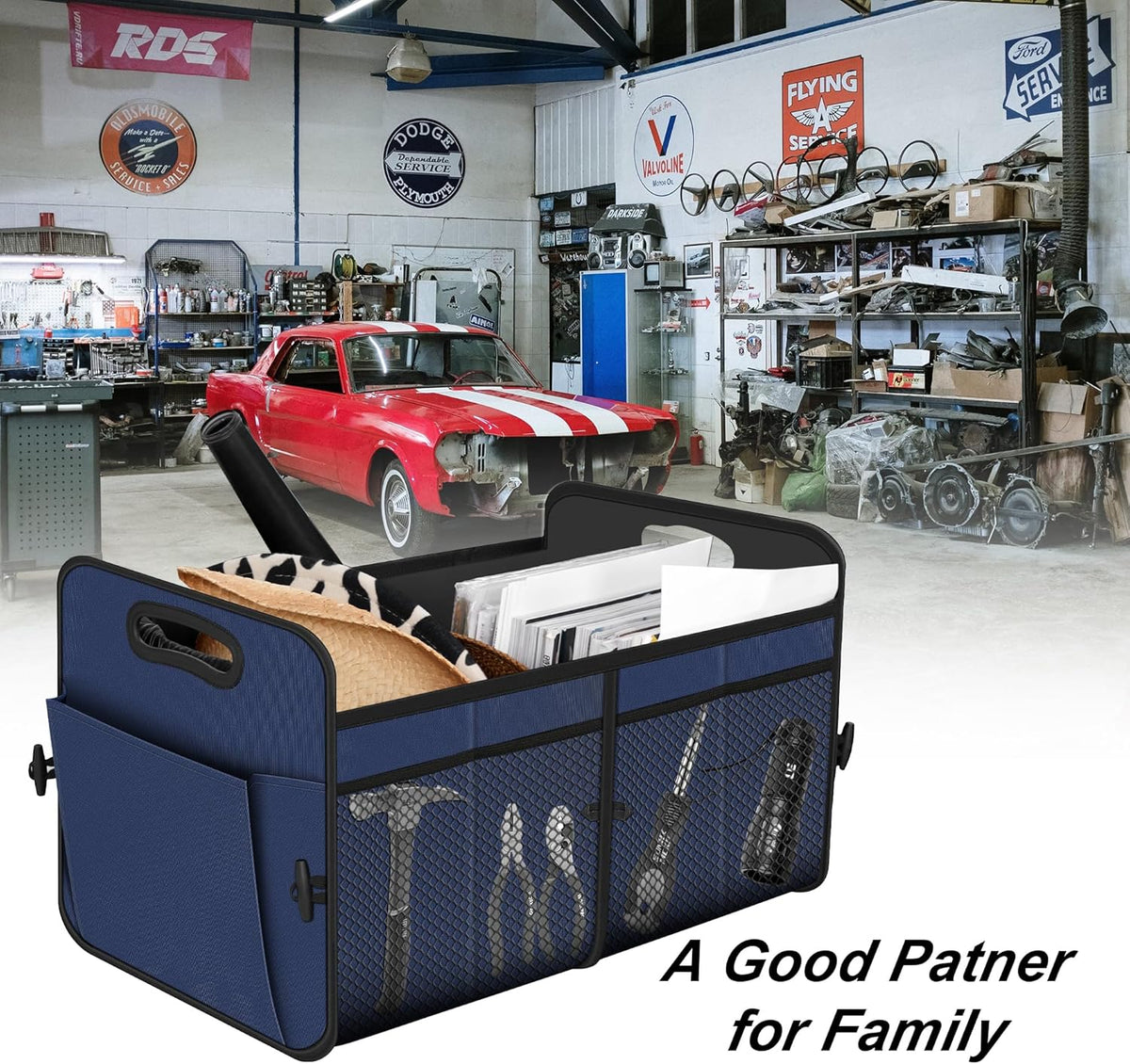 Femuar Car Trunk Organizer with Large Capacity Waterproof Car Accessories for Women & Men, Collapsible Trunk Organizer for Suv/Jeep/Sedan,Tools (Black, Standard)